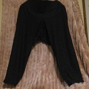 Black Patterned Harem Pants